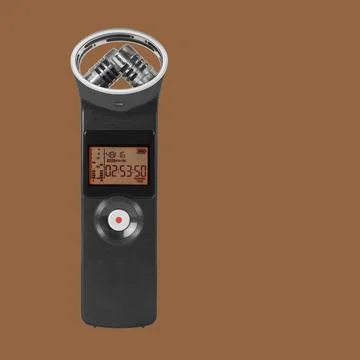 Electronic audio device - Front view Portable digital Recorder isolated brown Stock Photos