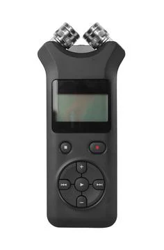 Electronic audio device - Front view portable digital Recorder. Isolated Stock Photos