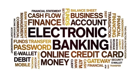 Electronic Banking animated word cloud,animation kinetic typography loop. Stock Footage 298028084
