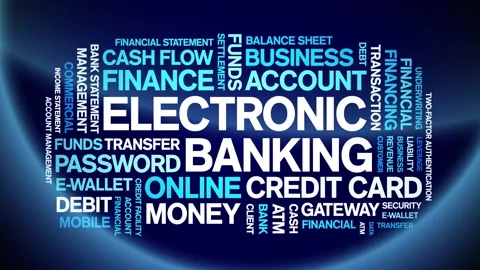 Electronic Banking animated word cloud,animation kinetic typography loop. Stock Footage 298044130