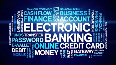 Electronic Banking animated word cloud,animation kinetic typography loop. Stock Footage 298045658