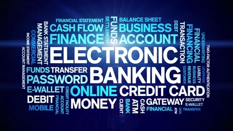 Electronic Banking animated word cloud,animation kinetic typography loop. Stock Footage 298046752