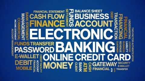 Electronic Banking animated word cloud,animation kinetic typography loop. Stock Footage 298050776