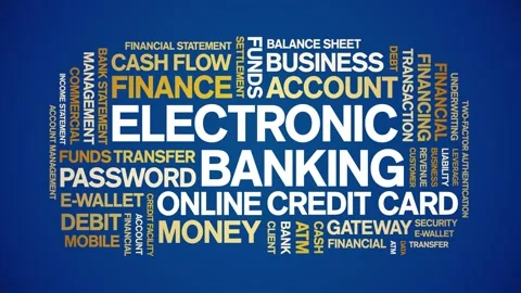 Electronic Banking animated word cloud,animation kinetic typography loop. Stock Footage 298054928