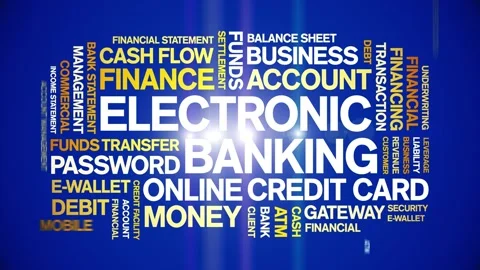 Electronic Banking animated word cloud,animation kinetic typography loop. Stock Footage 298058036