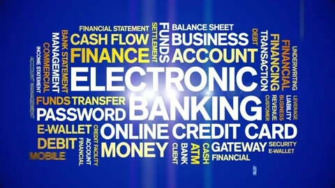 Electronic Banking animated word cloud,animation kinetic typography loop. Stock Footage 298061563