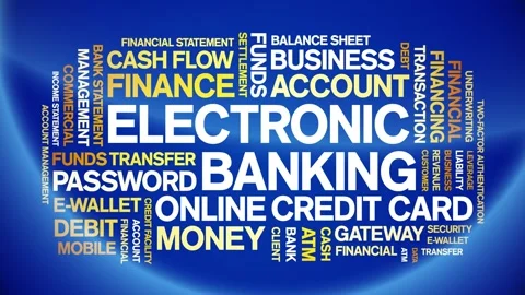 Electronic Banking animated word cloud,animation kinetic typography loop. Stock Footage 298064660
