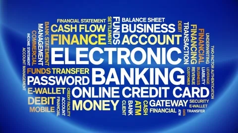 Electronic Banking animated word cloud,animation kinetic typography loop. Stock Footage 298067568