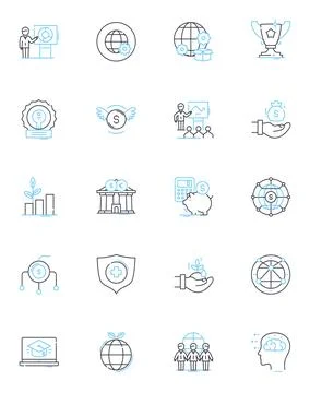 Electronic banking linear icons set. Transaction, Mobile, Online, Security Stockillustratie