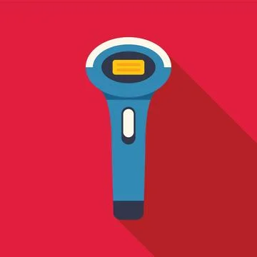 Electronic barcode scanner scanning bar code on red background Stock-Illustration