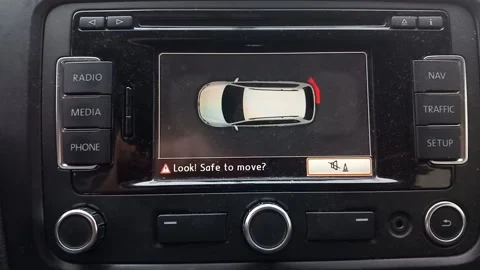 Electronic Beep of Parking Proximity Alarm Close-up on Infotainment Screen D Stock Footage 342219071