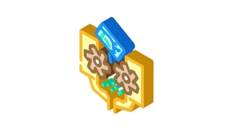 Electronic being shredded e waste pollution isometric icon animation Stock Footage 327275441