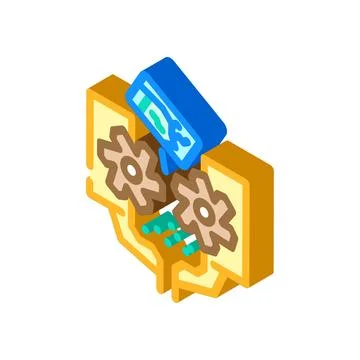 Electronic being shredded e waste pollution isometric icon vector illustratio Stock Illustration