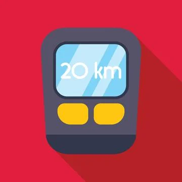 Electronic bicycle odometer showing twenty kilometers on red background Illustrazione stock