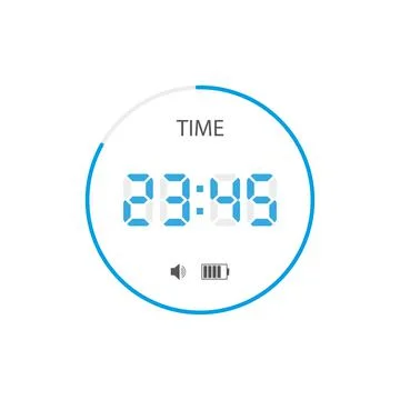 Electronic blue digital watch on white background. Vector Stock Illustration