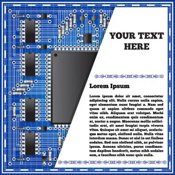 The electronic board on a blue background. Illustrazione stock