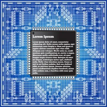 The electronic board on a blue background. イラスト素材