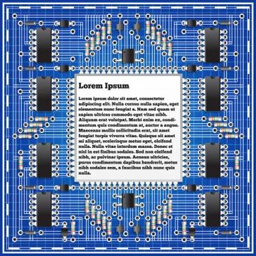 The electronic board on a blue background. Stock Illustration