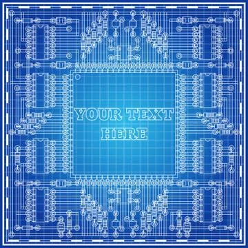 The electronic board on a blue background. Stock Illustration