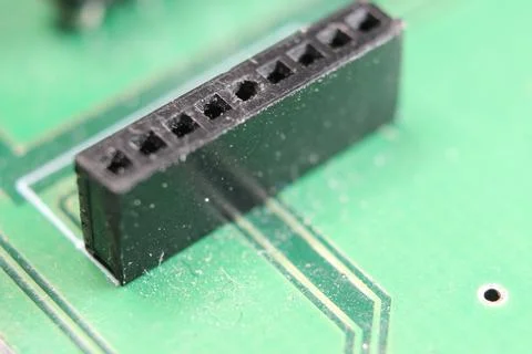 Electronic board with circuit lines and chip Stock Photos