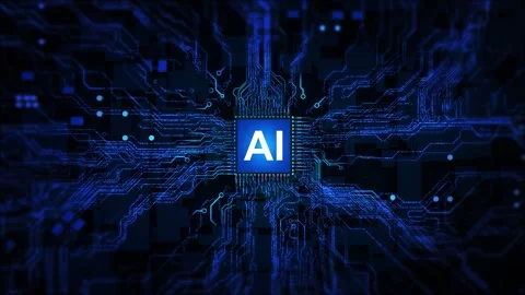 Electronic board Digital Data moving Computer AI chip CPU Circuit Board Artifici Stock Footage 311870878
