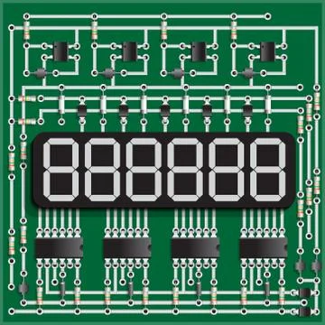 Electronic board with display. Stock Illustration