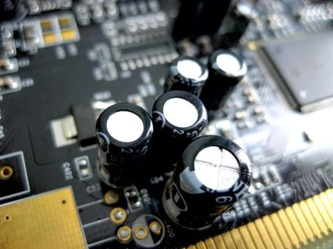 Electronic board with electrical components. Electronics of computer equipmen Stock Photos