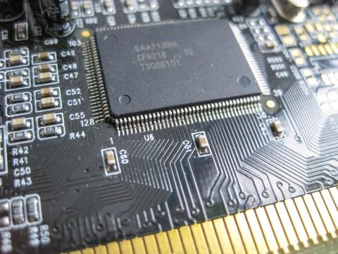 Electronic board with electrical components. Electronics of computer equipmen Stock Photos