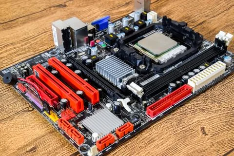 Electronic board with electrical components. Electronics of computer equipmen Stock Photos