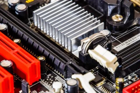 Electronic board with electrical components. Electronics of computer equipmen Stock Photos