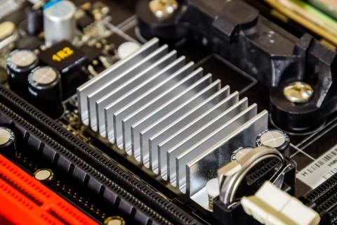 Electronic board with electrical components. Electronics of computer equipmen Foto stock