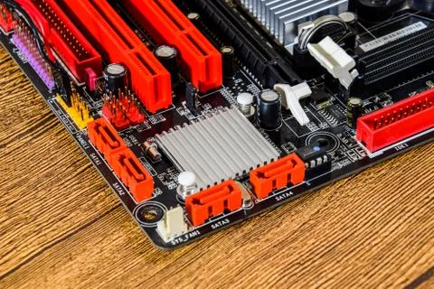Electronic board with electrical components. Electronics of computer equipmen Stock Photos
