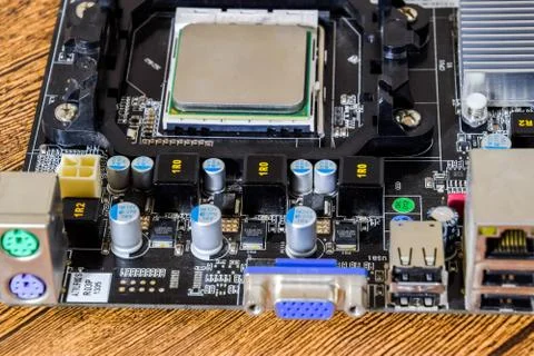 Electronic board with electrical components. Electronics of computer equipmen Stock Photos