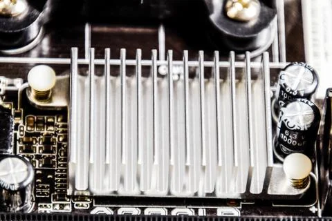 Electronic board with electrical components. Electronics of computer equipment Stock Photos