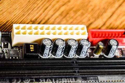 Electronic board with electrical components. Electronics of computer equipmen Stock Photos