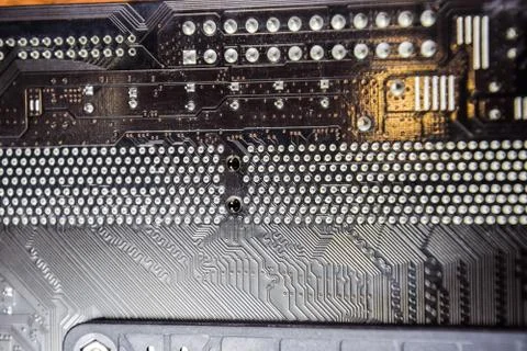 Electronic board with electrical components. Electronics of computer equipmen Stock Photos