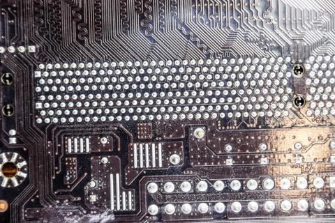 Electronic board with electrical components. Electronics of computer equipmen Stock Photos