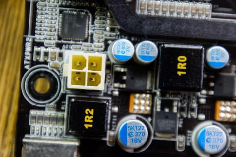 Electronic board with electrical components. Electronics of computer equipmen Stock Photos
