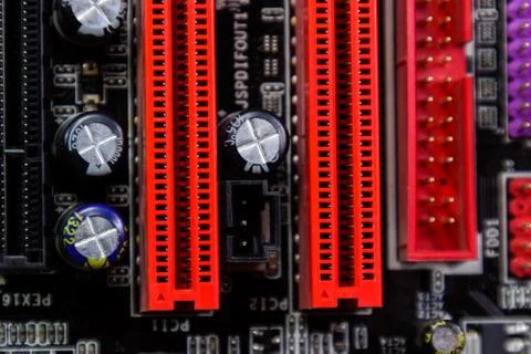 Electronic board with electrical components. Electronics of computer equipment Stock Photos