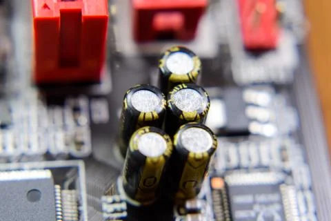 Electronic board with electrical components. Electronics of computer equipment Stock Photos