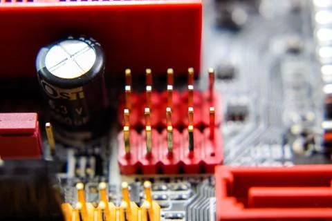 Electronic board with electrical components. Electronics of computer equipment Stock Photos