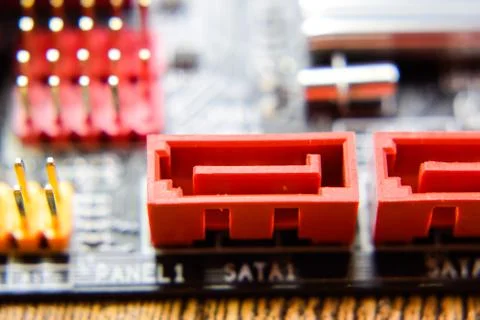 Electronic board with electrical components. Electronics of computer equipment Stock Photos