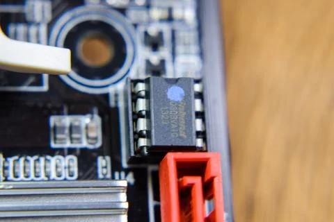 Electronic board with electrical components. Electronics of computer equipmen Stock Photos