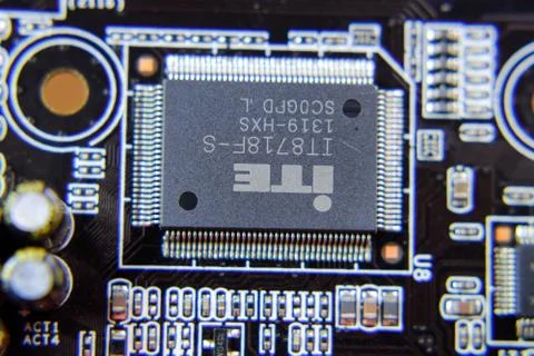 Electronic board with electrical components. Electronics of computer equipment Stock Photos