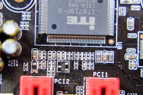 Electronic board with electrical components. Electronics of computer equipmen Stock Photos