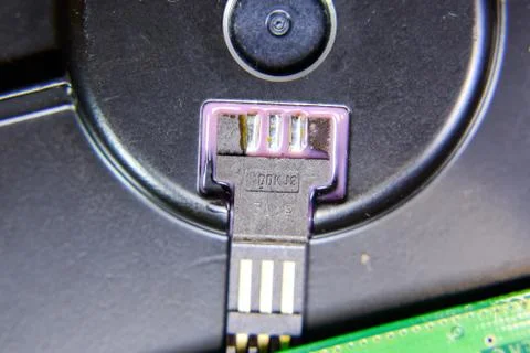 Electronic board with electrical components. Electronics of computer equipment Foto stock