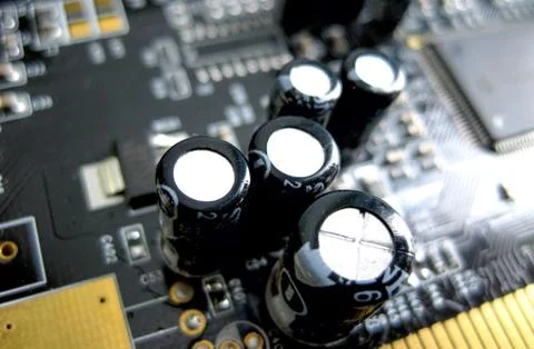 Electronic board with electrical components. Electronics of computer equipmen Stock Photos