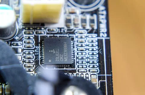 Electronic board with electrical components. Electronics of computer equipmen Stock Photos