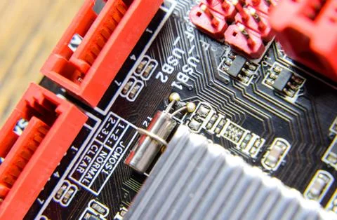 Electronic board with electrical components. Electronics of computer equipmen Stock Photos