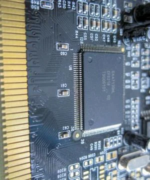 Electronic board with electrical components. Electronics of computer equipmen Foto stock